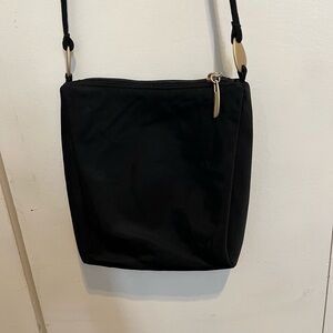 DKNY Black Crossbody Bag Y2K nylon plastic gold details women’s purse zipper